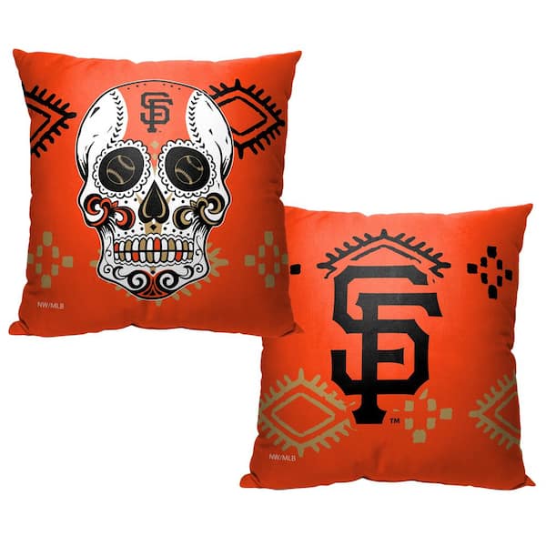 THE NORTHWEST GROUP MLB Sf Giants Candy Skull Printed Polyester Throw Pillow 18 X 18