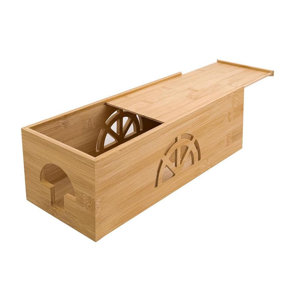 Extra Large Cable Management Box Floor Cord Organizer with Lid Natural Bamboo Wire Concealer for Home Office price history on PriceWatchPro