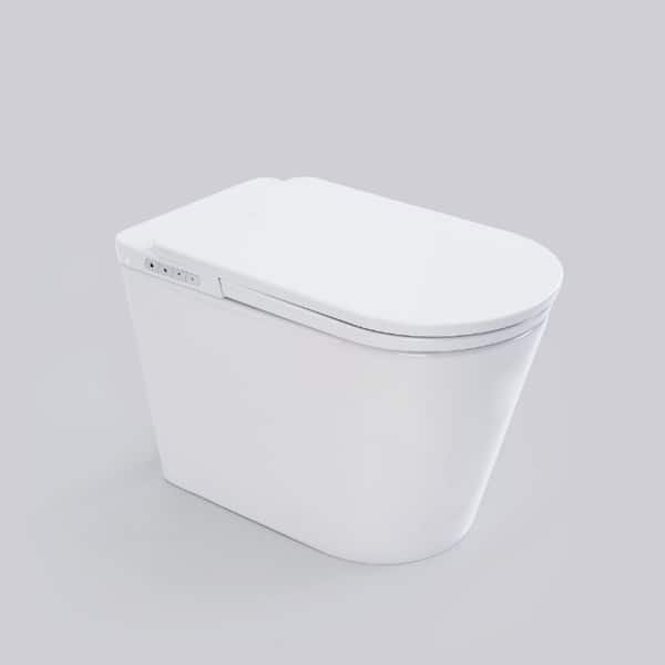 Elongated Smart Toilet Bidet in White Seat with Auto Open, Auto Close, Auto Flush, Heated Seat and Remote