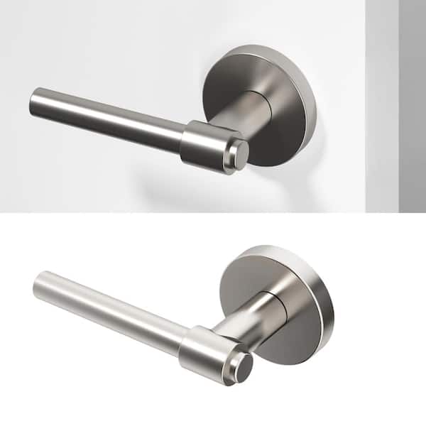 Zen Brass Brushed Nickel Dummy Door Handle with Round Rosette