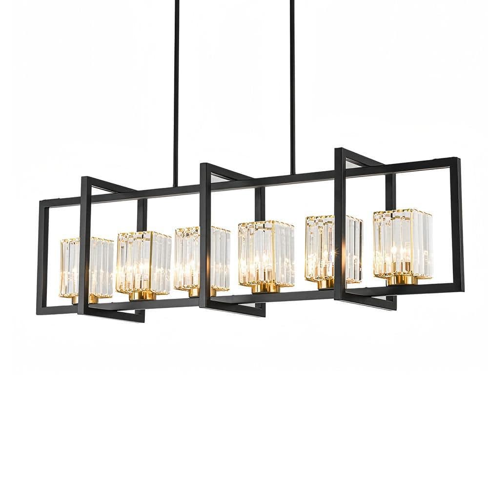 ZYZWMB 6-Light Black and Gold Farmhouse Chandelier Crystal Kitchen