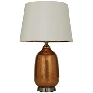 26 in. Copper Glass Gourd Style Base Task and Reading Table Lamp with Tapered Shade