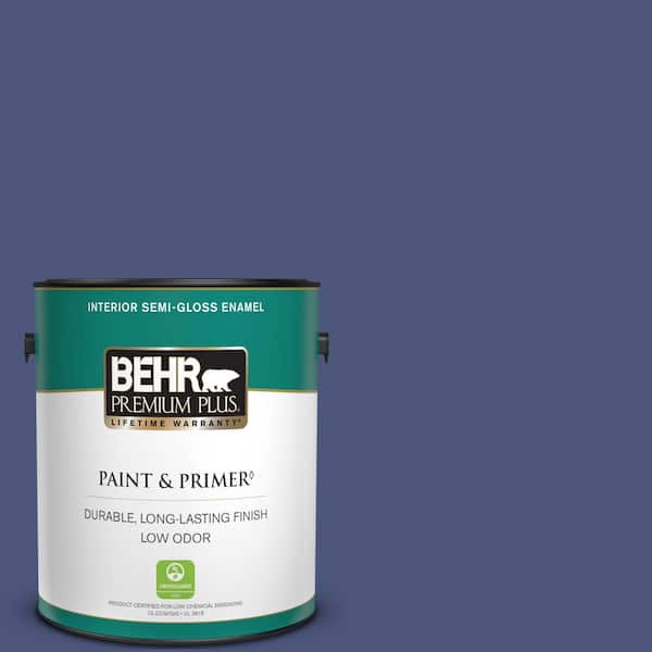 BEHR PREMIUM PLUS 1 gal. #620D-7 Deep Indigo Semi-Gloss Enamel Low Odor Interior Paint & Primer