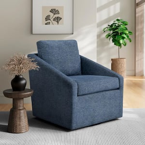 Hampton Blue Chenille Swivel Arm Chair