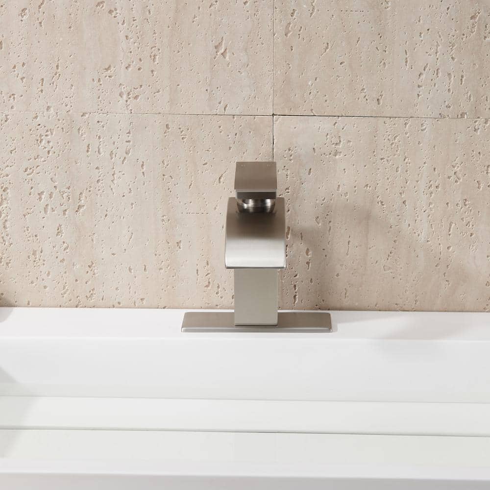 Polished Nickel Waterfall Spout Single Handle Bathroom Faucet