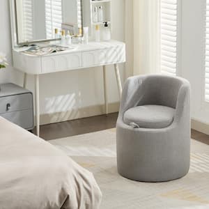 Elegant 1-Piece Gray Makeup Vanity Stool with Storage