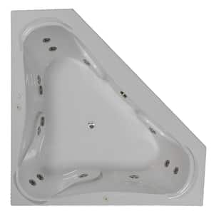 72 in. Acrylic Corner Drop-in Whirlpool Bathtub in Biscuit