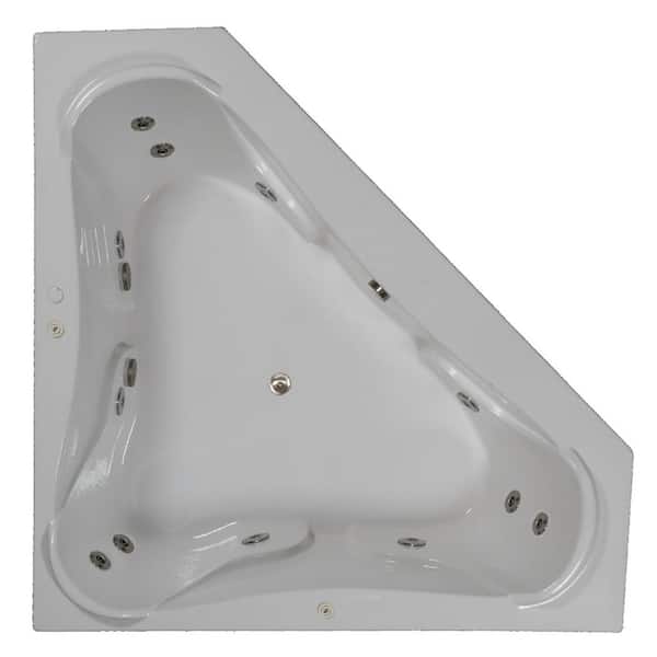 Comfortflo 72 in. x 72 in. Acrylic Corner Drop-in Whirlpool Bathtub with Center Drain in Bone
