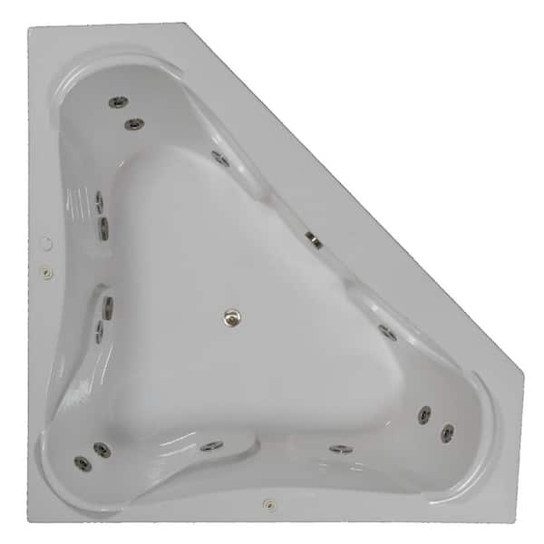 Comfortflo 72 in. Acrylic Corner Drop-in Whirlpool Bathtub in White