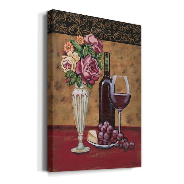Vintage Flowers and Wine I By Wexford Homes Unframed Giclee Home Art Print 36 in. x 24 in.