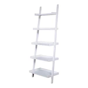 26.75 in. W x 16.3 in. D x 72.5 in. H 5-Tier Wood Ladder Storage Shelf in White