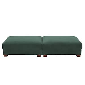 84.7 in. Hunter Green Corduroy Fabric Rectangle Sectional Ottoman with Wood Legs