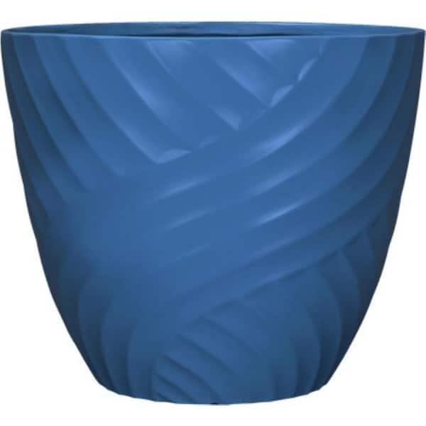 Vigoro Swoop Blue Resin Recycled Materials Planter with Drainage Hole (14.5  in. L x 14.5 in. W x 11.4 in. H) (2 Pack) PHK4014PBZ - The Home Depot