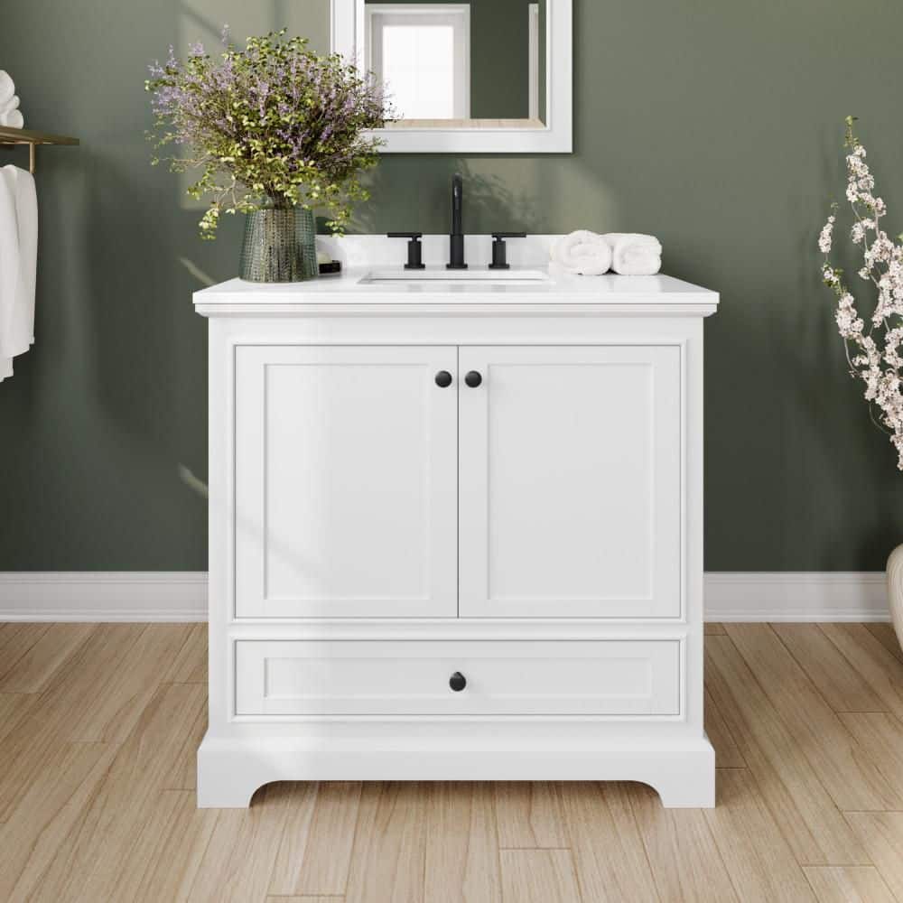Deborah 36 in. Single Freestanding White Bath Vanity with Top price history on PriceWatchPro