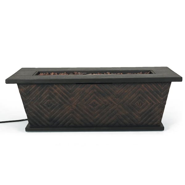 Noble House Abilene Brown Rectangular Stone Fire Pit (No Tank Holder) 55142  - The Home Depot