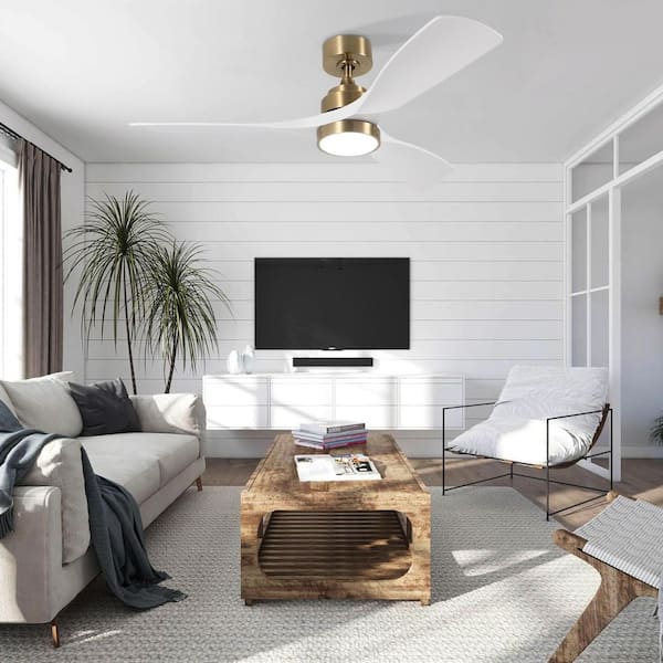 48 in. Gold Indoor Ceiling Fan with Light Remote Control, Quiet DC Motor 3-ABS Blade Ceiling Fans 6-Speed Levels