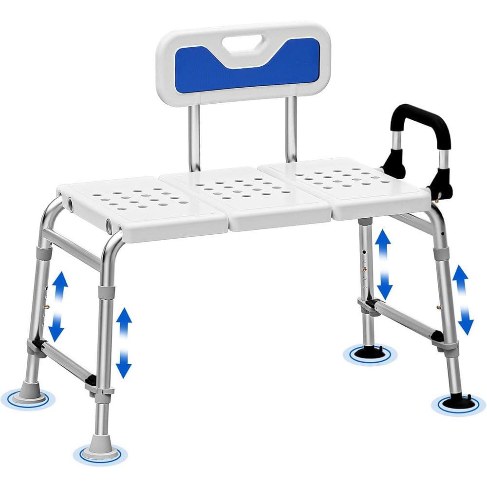 Classic Series 30.71 in. W Freestanding Adjustable Non-Slip Extended Shower Bench with Back and Arms in White Finish price history on PriceWatchPro