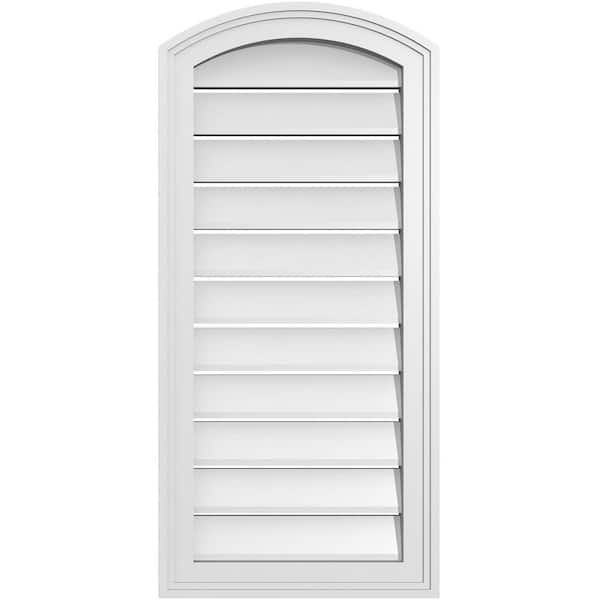 Ekena Millwork 16" x 32" Arch Top Surface Mount PVC Gable Vent: Non-Functional with Brickmould Frame
