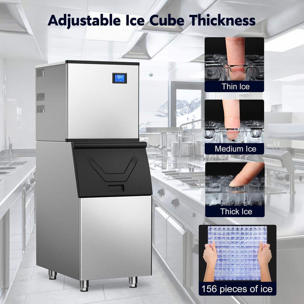 Commercial Silver Stainless Steel Freestanding Ice Maker with 450 lb Daily Production