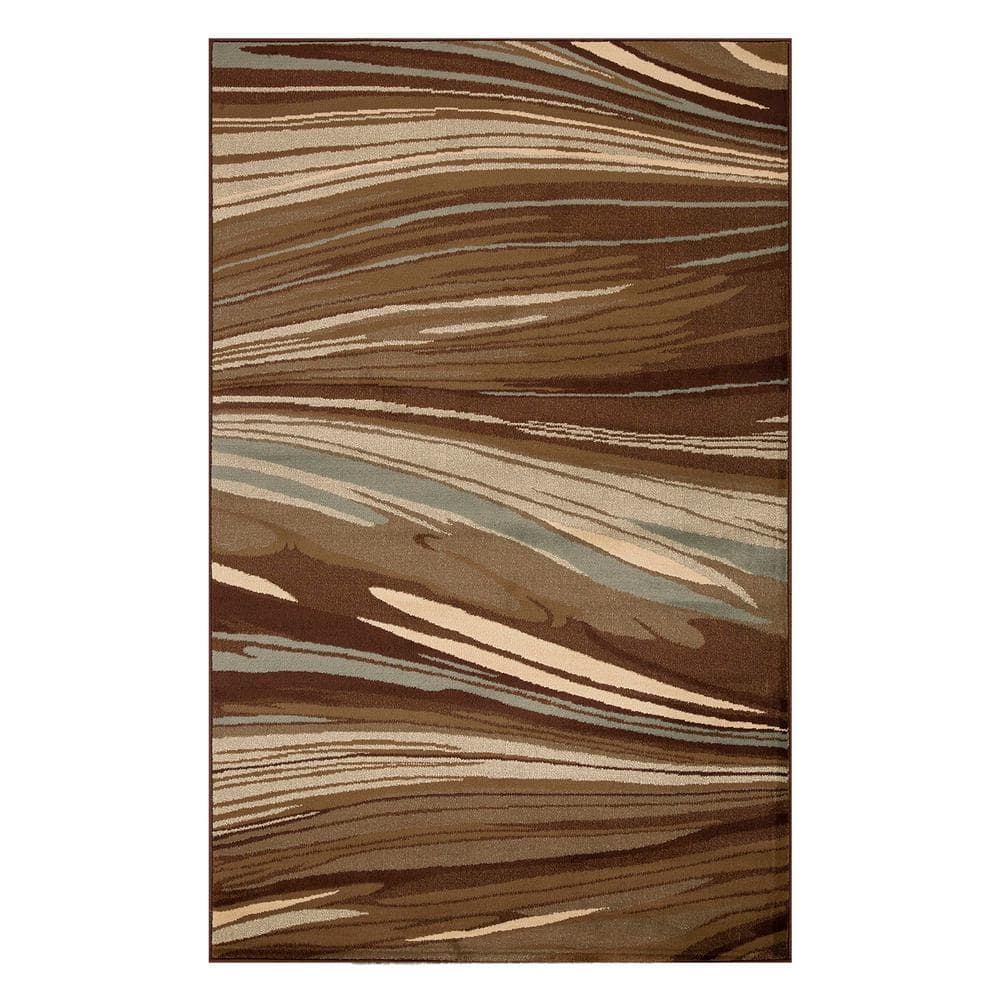 Ondes Plush Modern Abstract 8' x 10' Multi-Colored Area Rug