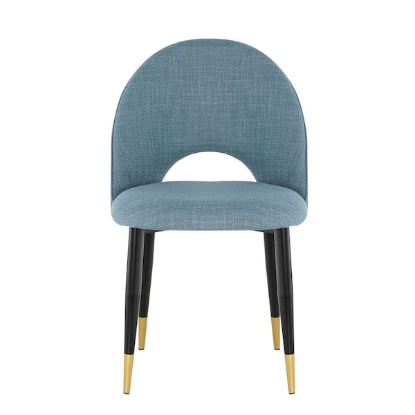 Unbranded 19.3 in. Light Blue Dining Room Furniture Comfortable Decoration Seat Dining Chair With Black Golden Legs (Set of 2)