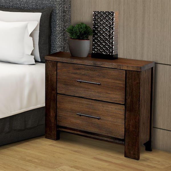 Benjara Transitional 2-Drawer Oak Night Stand