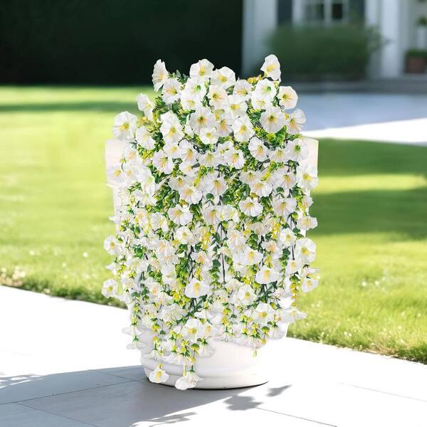 花飾り White Fake Hanging Flowers Morning Glory, 4-Pack L0F83TKF59 - The