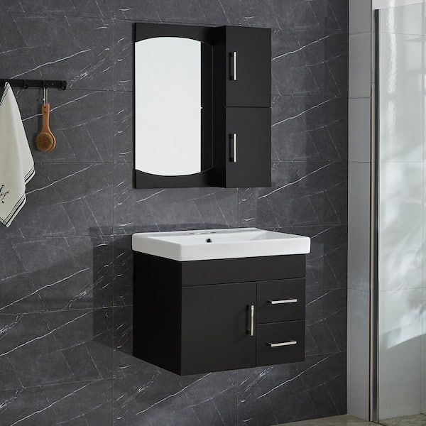 Garrido Bros. and Co. Victoria 24 in. Vanity in Wenge with Ceramic Vanity Top in White with White Basin and Mirror