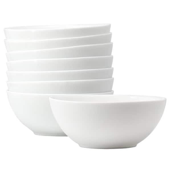 ULTRA BY GIBSON Olstead 8-Piece 12 fl. Oz 5.5 in. Tempered Opal Glass Bowl Set in White