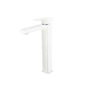 Single Handle Single Hole Low Arc Bathroom Faucet in White