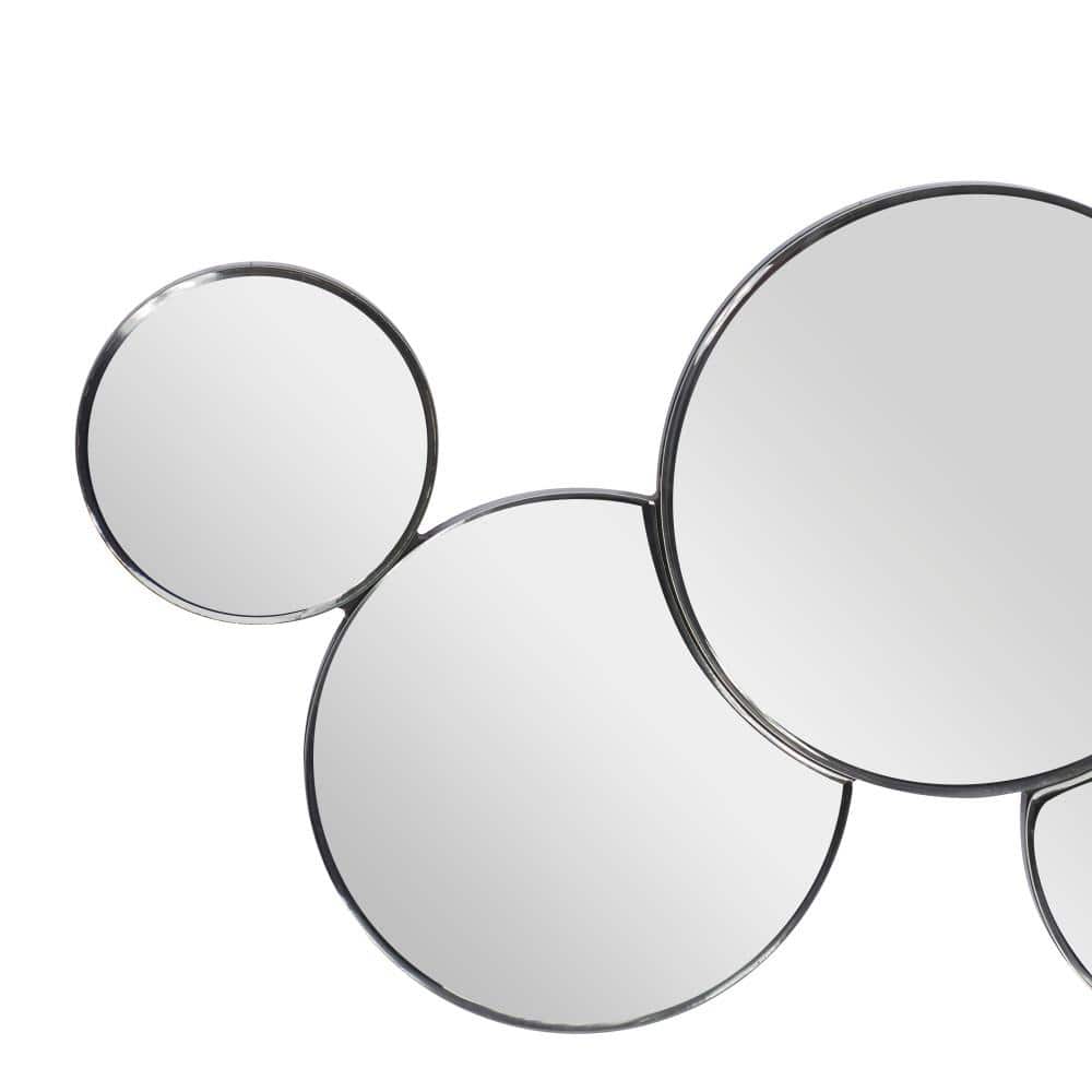 57" Silver Round Wood Cluster Wall Mirror