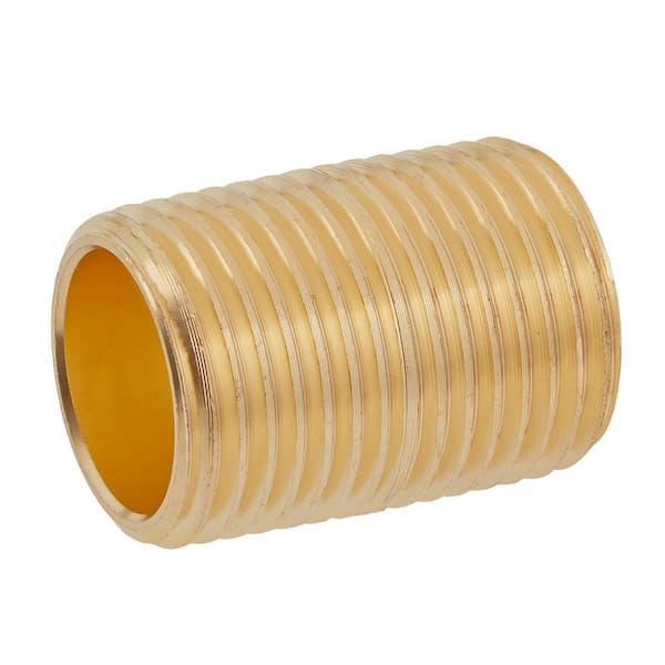 Everbilt 1/2 in. x 2-1/2 in. MIP Brass Nipple Fitting 802389 - The