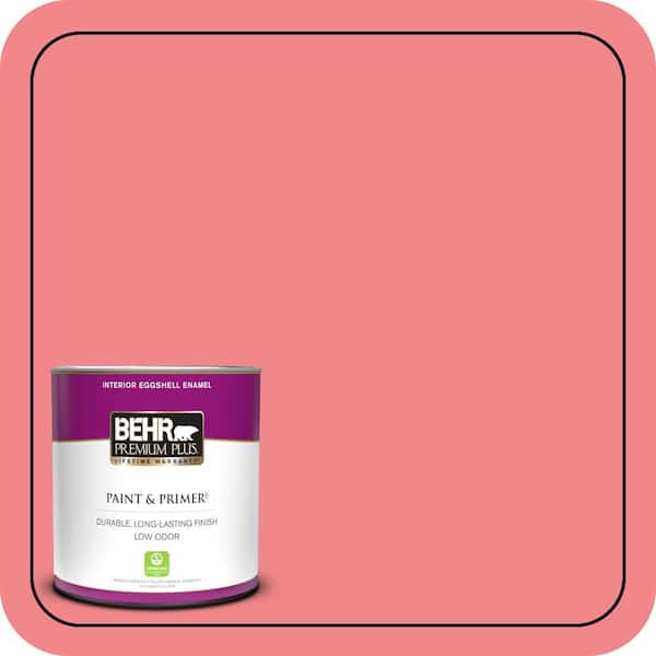 BEHR PREMIUM PLUS 1 qt. #140B-5 Flamingo Dream Eggshell Enamel Low Odor Interior Paint & Primer
