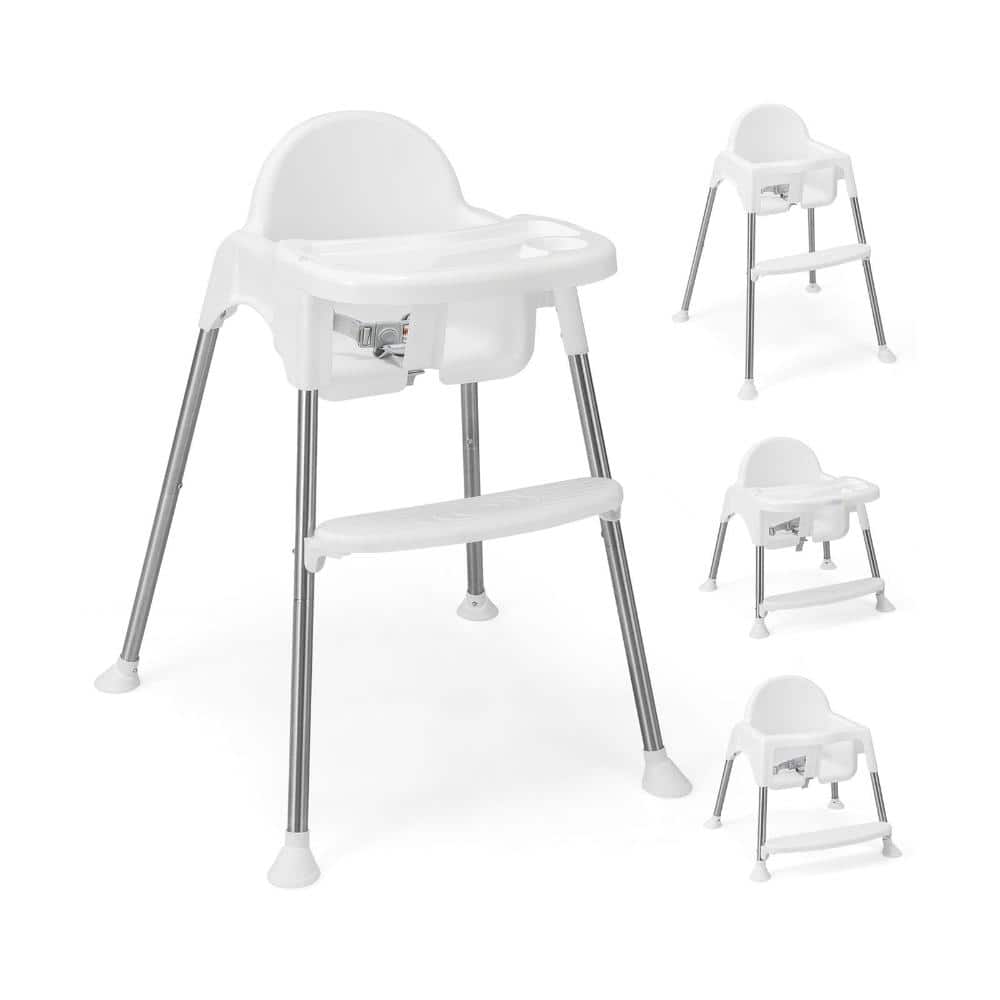 4-in-1 Convertible Baby High Chair with Removable Double Tray BPA Free PP Dishwasher 3 Point Harness