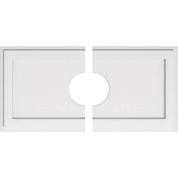 Ekena Millwork 36 in. W x 18 in. H x 7 in. ID x 1 in. P Rectangle Architectural Grade PVC Contemporary Ceiling Medallion (2-Piece)