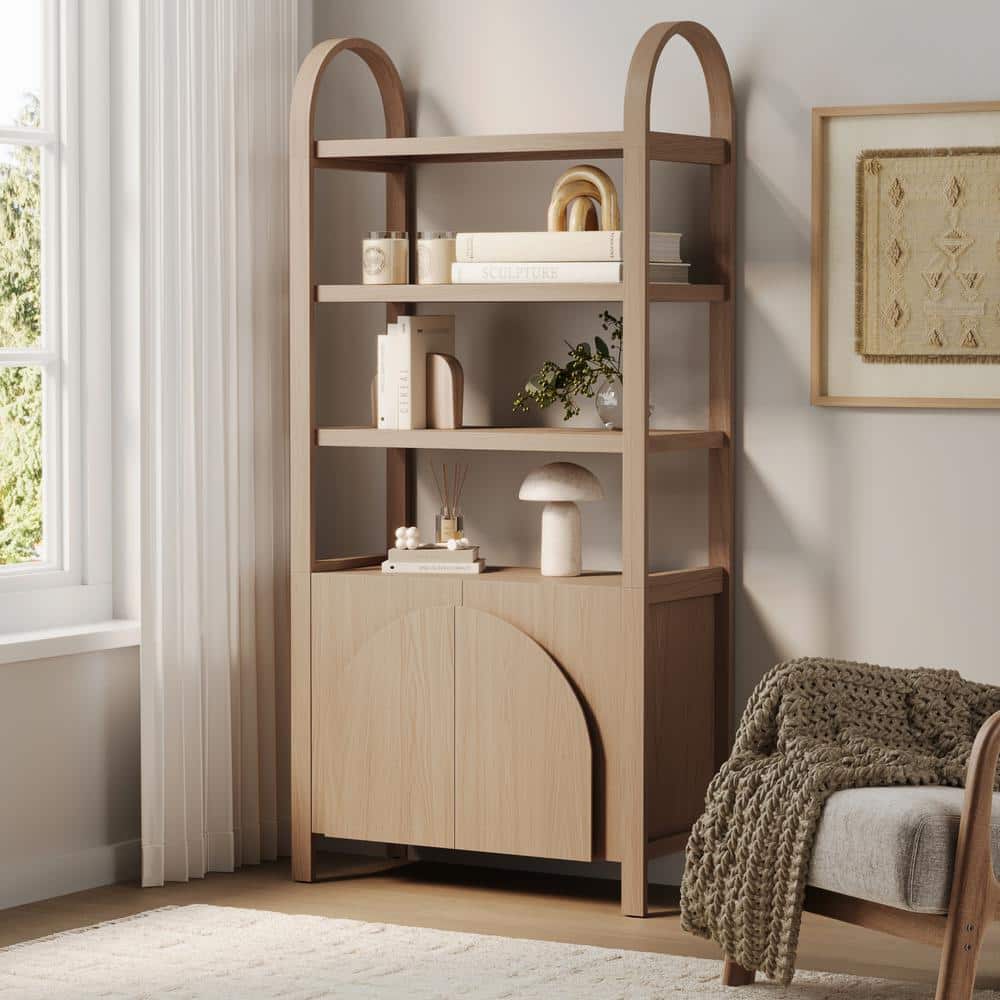 Nathan James Iris 71 in. Tall Raw Oak Raw Oak Solid Wood 3-Shelf