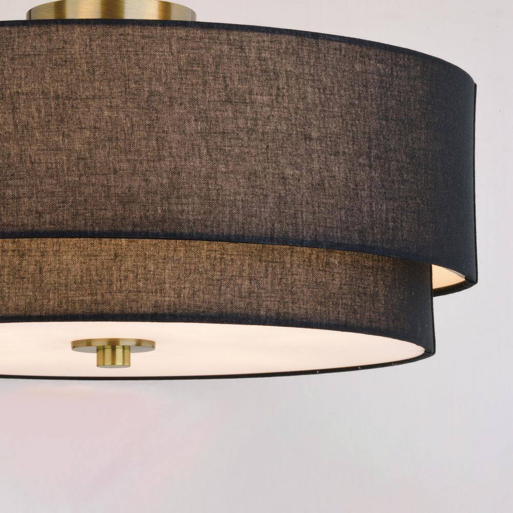 Burnaby 20.5'' Matte Brass and Black Linen Drum LED Ceiling Light
