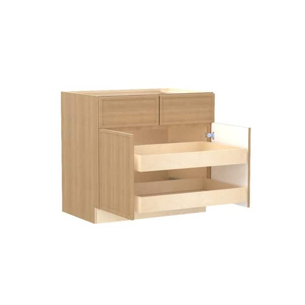 Home Decorators Collection Franklin 33 in. W x 24 in. D x 34.5 in. H Assembled Plywood Base Kitchen Cabinet in Vanguard Oak with 2ROT Soft Close