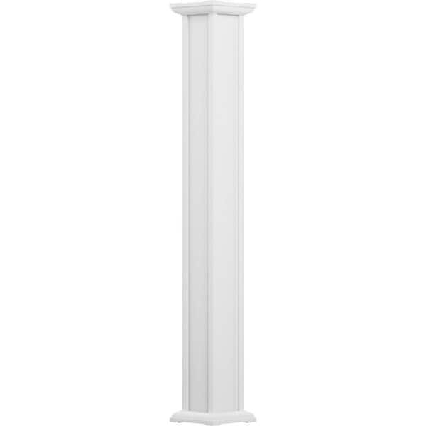 AFCO 10' x 5-1/2" Endura-Aluminum Acadian Style Column, Square Shaft (Load-Bearing 24,000 LBS), Non-Tapered, Primed