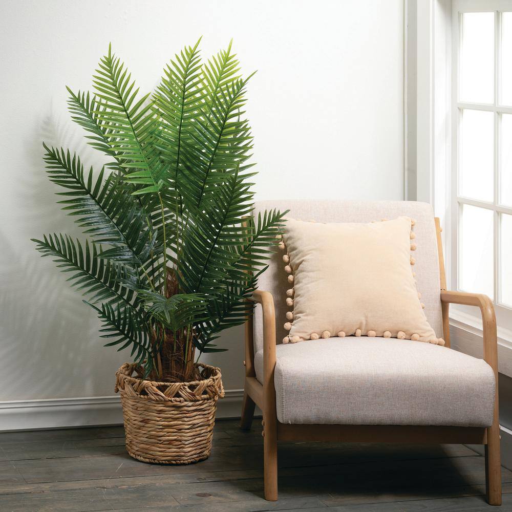 51" Green Plastic Potted Palm Floor Plant