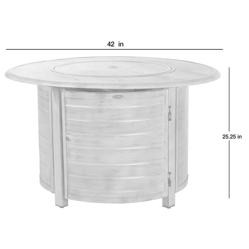 Thatcher Driftwood Aluminum Round Gas Fire Pit Table