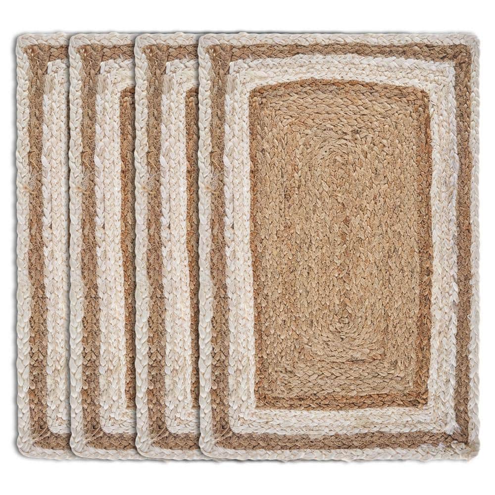 Toned Bleach/Natural 19 in. x 13 in. Organic Jute Placemat (Set of 4)