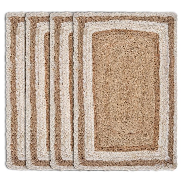 Unbranded Toned Bleach/Natural 19 in. x 13 in. Organic Jute Placemat (Set of 4)