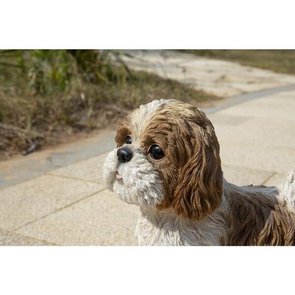 Shih Tzu Standing Dog- Brown/White Garden Statue