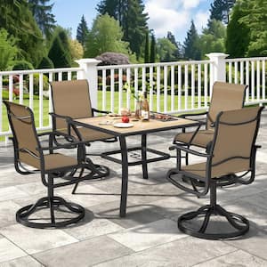 5-Piece Aluminum Square Patio Outdoor Patio Dining Set with 4 Swivel Dining Chairs and 37 in. Square Patio Dining Table