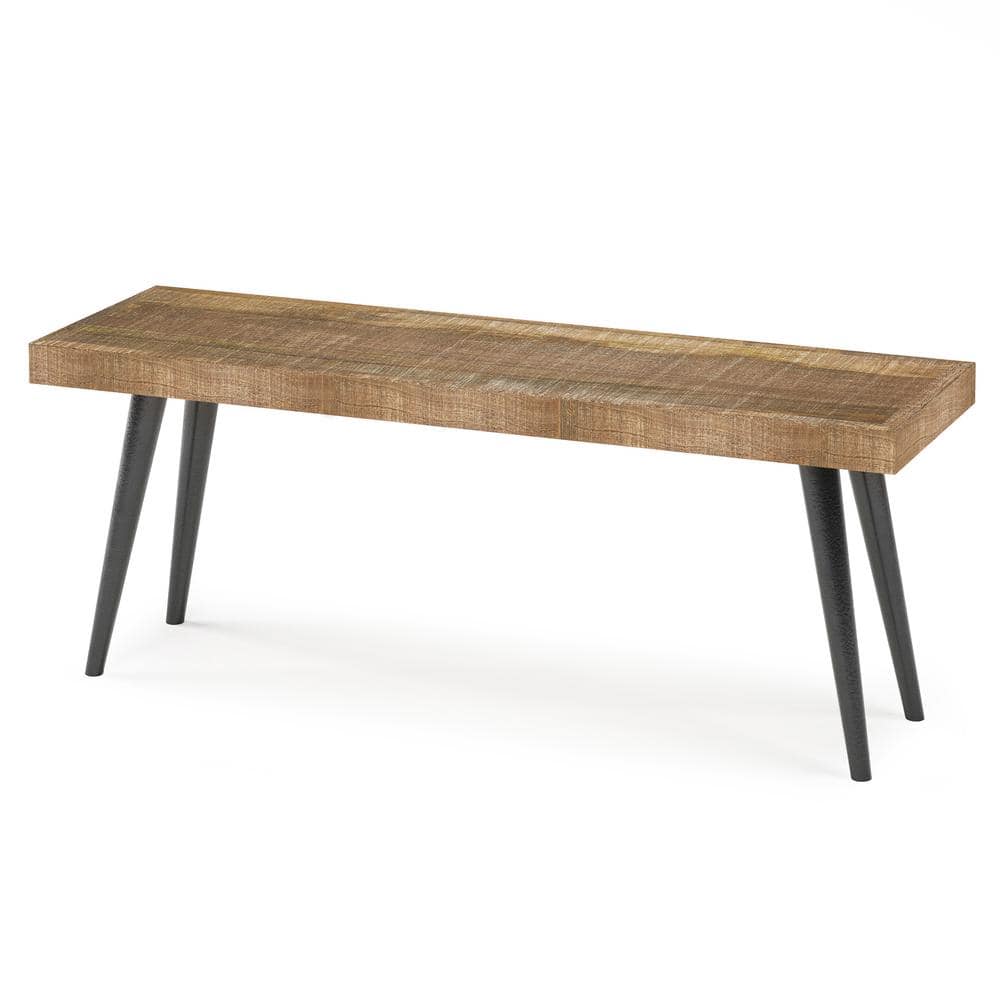 Durham 43" Distressed Natural Mango Wood Industrial Bench
