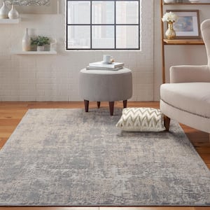 Rustic Textures Ivory/Silver 5 ft. x 7 ft. Abstract Contemporary Area Rug