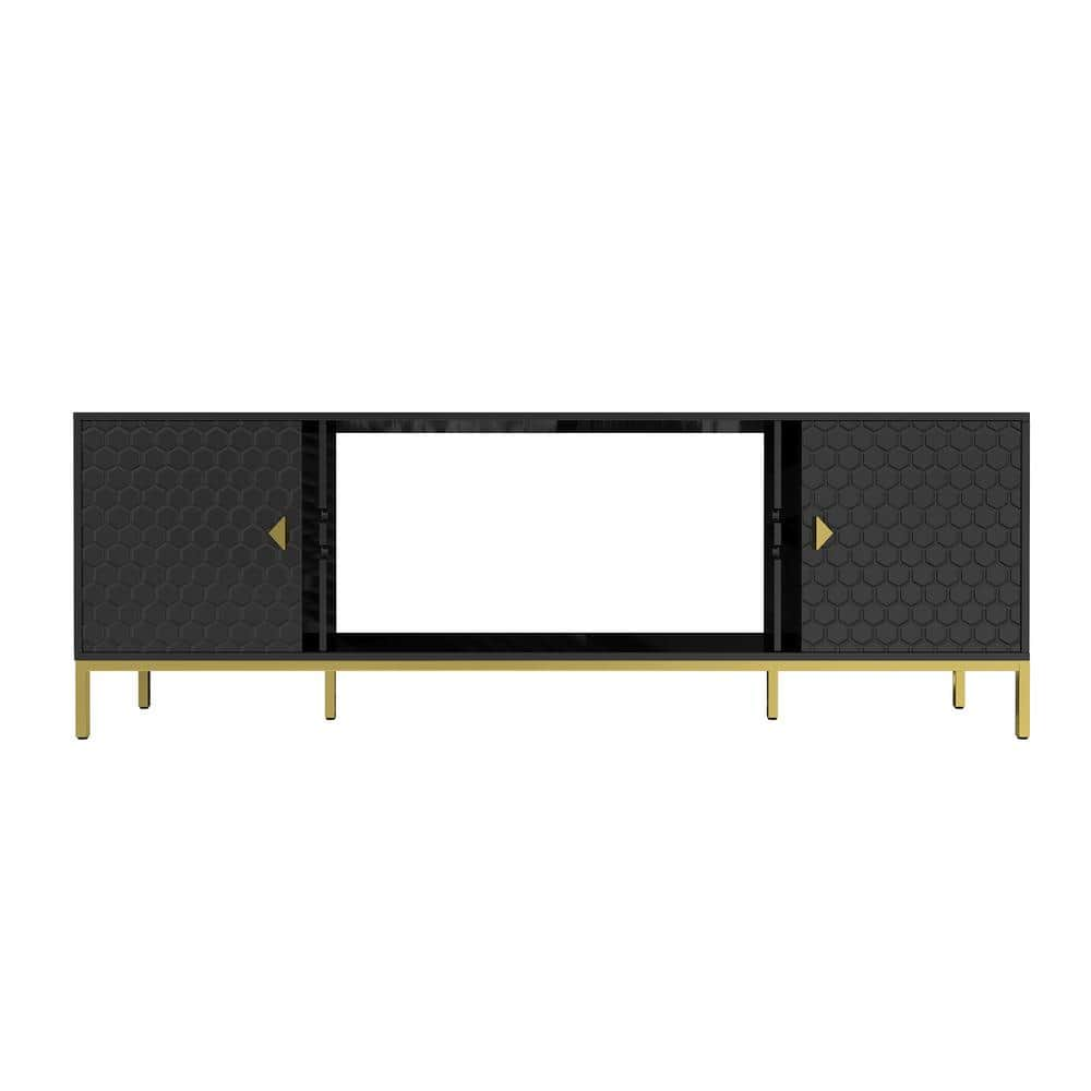 Black TV Stand Fits TVs up to 75 to 80 in -  Boyel Living, BL-TV01-BK