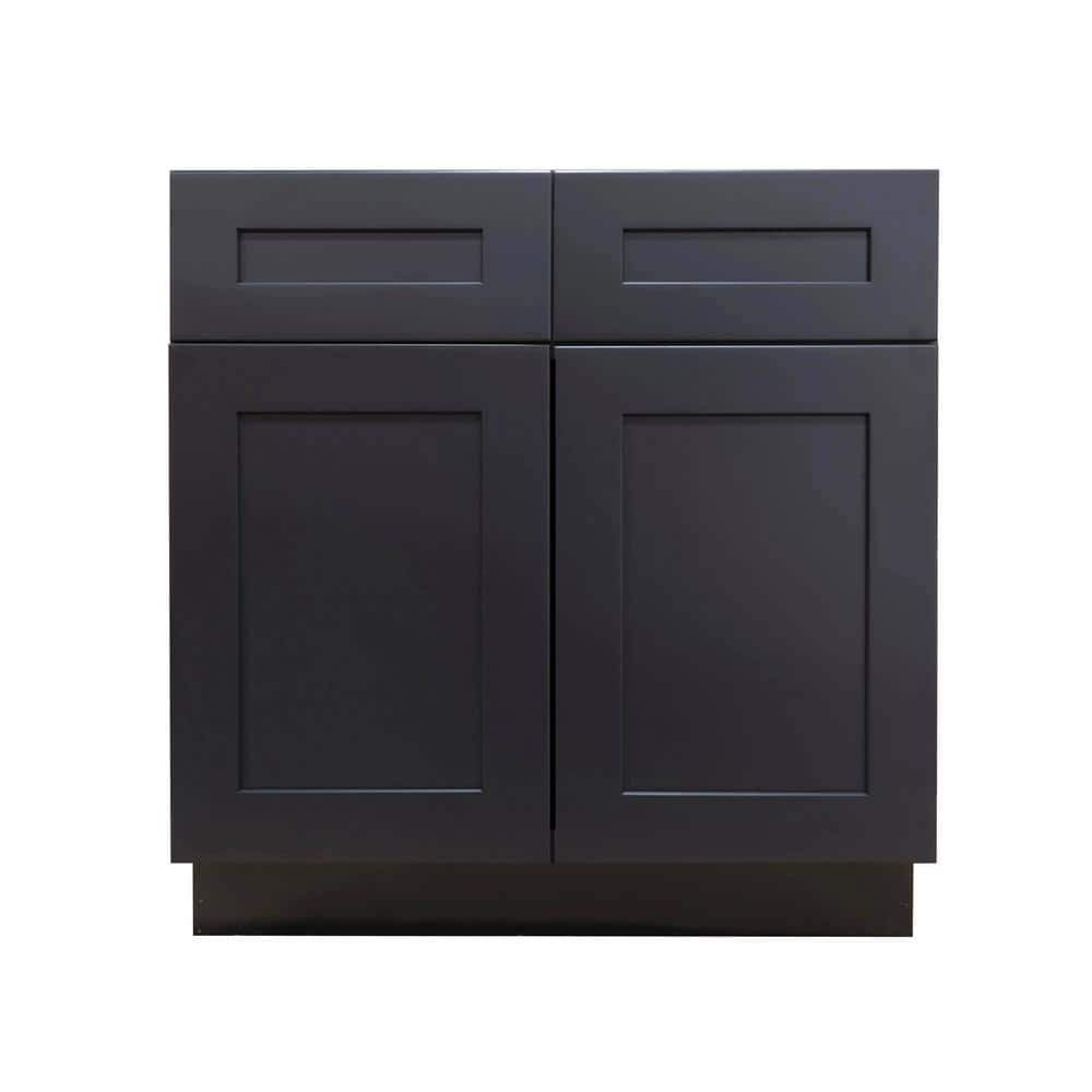 Shaker Assembled 36 in. x 34.5 in. x 24 in. Base Cabinet with 2 Doors and 2 Drawers in Charcoal Black price history on PriceWatchPro