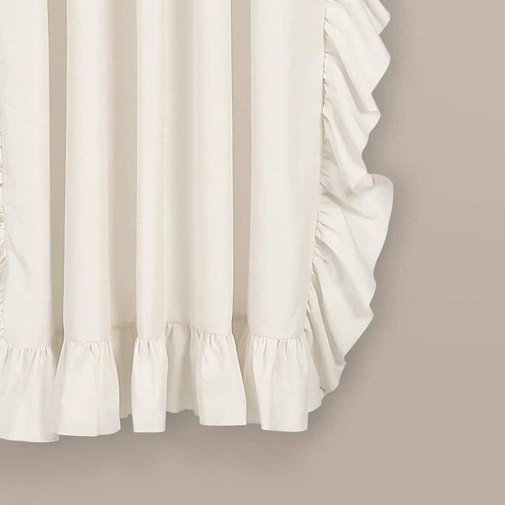 Pure White Polyester Room-Darkening Ruffled Curtain Panels, 54"W x 45"L